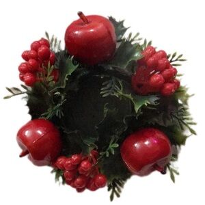 Festive Red Apple and Berry Wreath